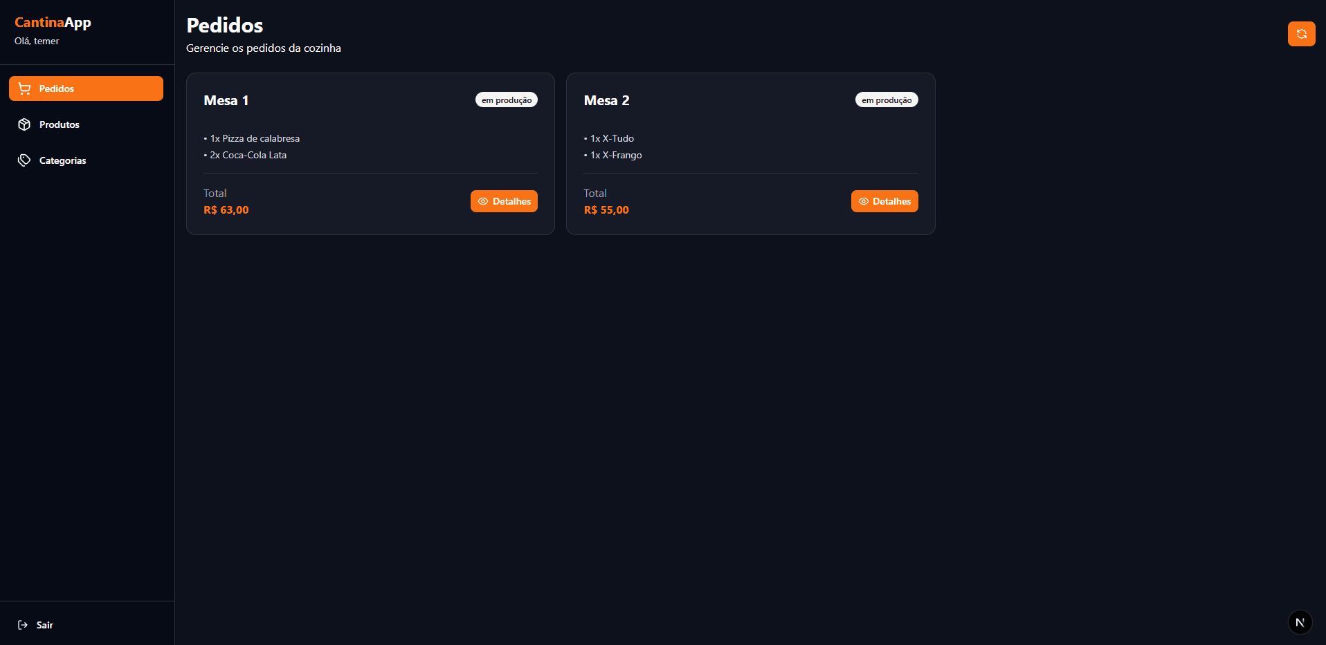 RestaurantApp frame 3
